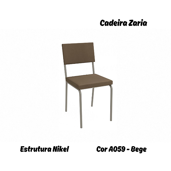 Par de Cadeiras Zaria - Ref. 2C128-NK - Estampa: A059 (Bege) Nikel - Kappesberg