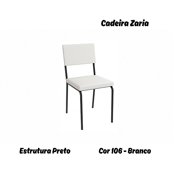 Par de Cadeiras Zaria - Ref. 2C128-Pr - Estampa: 106 (Branco) Preto - Kappesberg