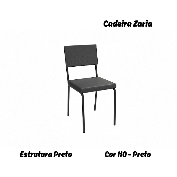 Par de Cadeiras Zaria - Ref. 2C128-Pr - Estampa: 110 (Preto) Preto - Kappesberg