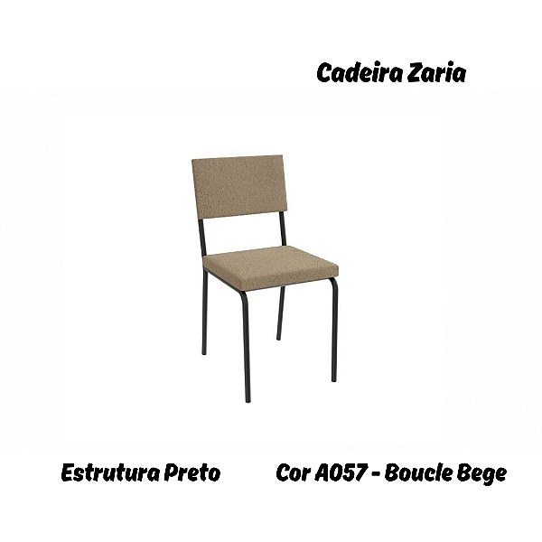 Par de Cadeiras Zaria - Ref. 2C128-Pr - Estampa: A057 (Bouclé Bege) Preto - Kappesberg