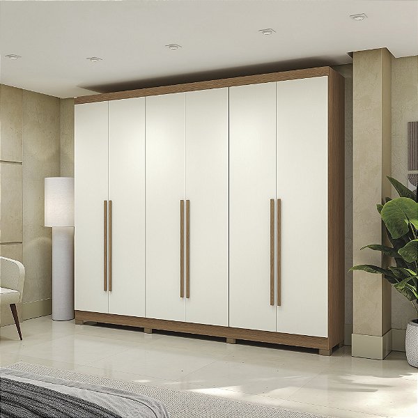 Roupeiro 06 Portas 03 Gavetas c/ Pés - Ref. CB03T580 - Canela/Off White - Kappesberg