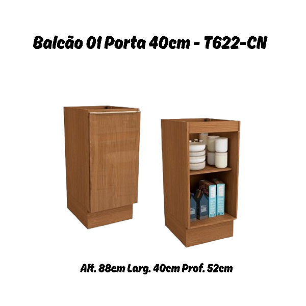 Balcão 01 Porta 40cm - Ref. T622 - Canela - Linha Vibra - Kappesberg