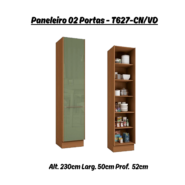 Paneleiro 02 Portas - Ref. T627 - Canela/Verde - Linha Vibra - Kappesberg