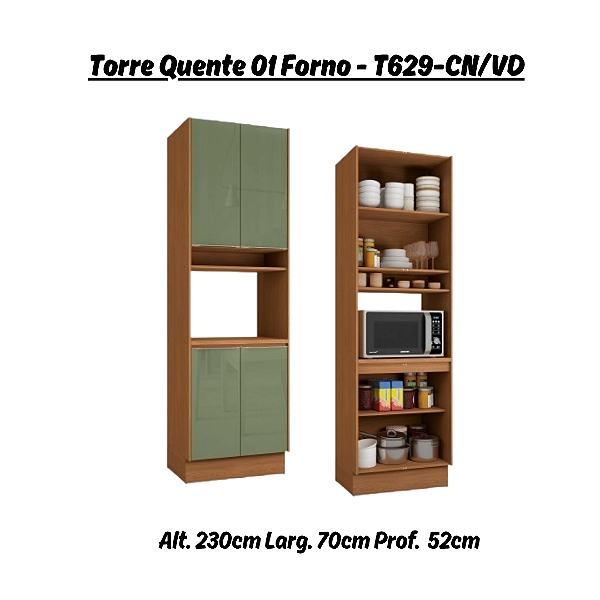 Torre Quente 01 Forno - Ref. T629 - Canela/Verde - Linha Vibra - Kappesberg