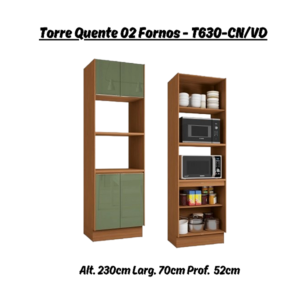 Torre Quente 02 Fornos - Ref. T630 - Canela/Verde - Linha Vibra - Kappesberg