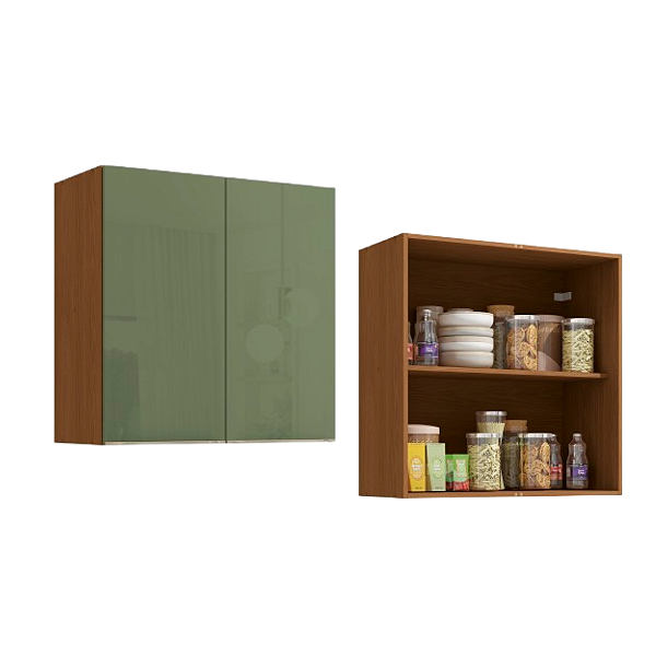 Aéreo 02 Portas 80cm - Ref. T644 - Canela/Verde - Linha Vibra - Kappesberg