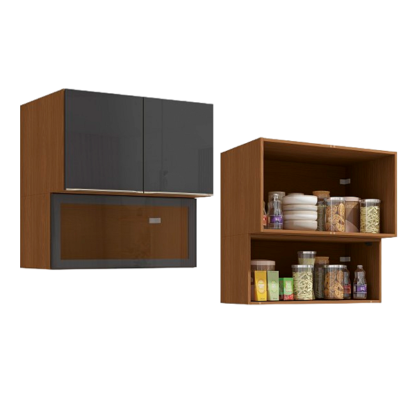 Aéreo 03 Portas 80cm - Ref. T647 - Canela/Grafite - Linha Vibra - Kappesberg