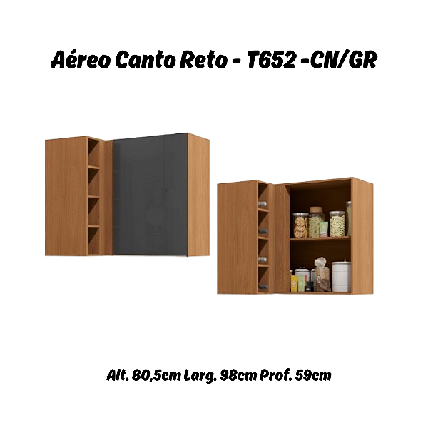 Aéreo 01 Porta Canto Reto - Ref. T652 - Canela/Grafite - Linha Vibra - Kappesberg