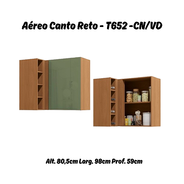 Aéreo 01 Porta Canto Reto - Ref. T652 - Canela/Verde - Linha Vibra - Kappesberg