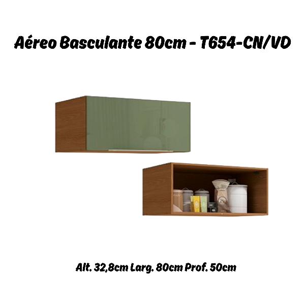 Aéreo 01 Porta Basculante 80cm - Ref. T654 - Canela/Verde - Linha Vibra - Kappesberg