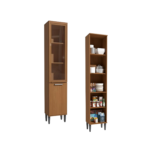 Paneleiro 02 Portas c/ Vidro - Ref. T725 - Canela - Linha Linna - Kappesberg