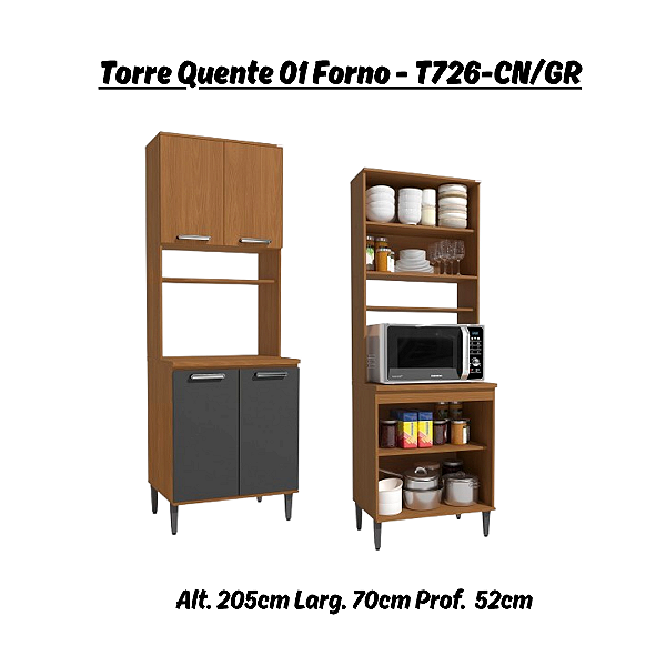Torre Quente 01 Forno - Ref. T726 - Canela/Grafite - Linha Linna - Kappesberg