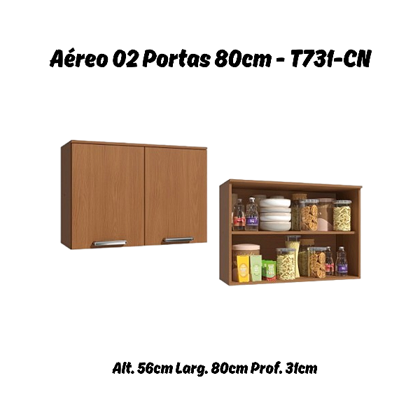 Aéreo 02 Portas 80cm - Ref. T731 - Canela - Linha Linna - Kappesberg