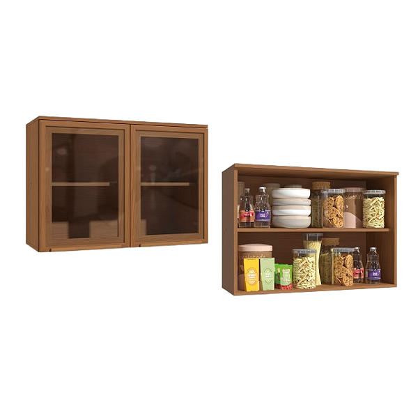 Aéreo 02 Portas c/ Vidro 80cm - Ref. T732 - Canela - Linha Linna - Kappesberg