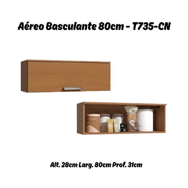 Aéreo 01 Porta Basculante 80cm - Ref. T735 - Canela - Linha Linna - Kappesberg