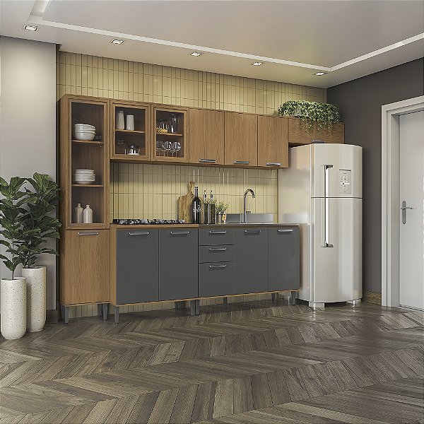 Cozinha Modulada 06 Pçs - Canela/Grafite ou Off White - Linha Linna - Kappesberg