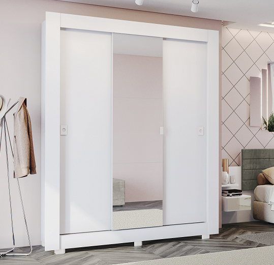 Roupeiro 03 Portas de Correr c/ Pé - Ref. CBH563 - Branco - Kappesberg