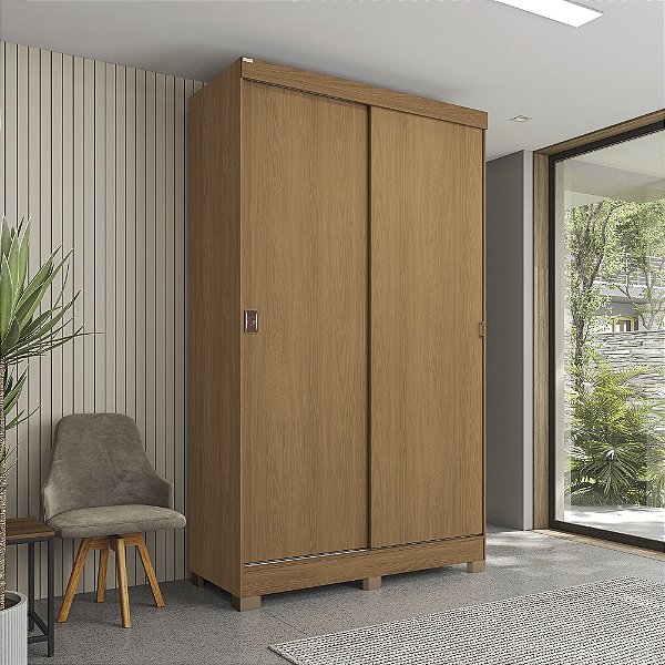 Roupeiro 02 Portas 02 Gavetas c/ Pés - Ref. CB02R588 - Canela - Móveis Kappesberg