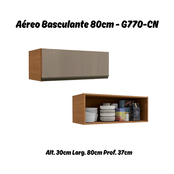 Aéreo 01 Porta Basculante c/ vidro 80cm - Ref. G770 - Canela - Linha Maxxi - Kappesberg