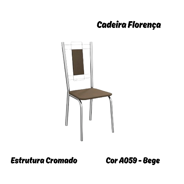 Par de Cadeiras Florença - Ref. 2C005-CR - Estampa: A059 (Bege) Cromado - Kappesberg