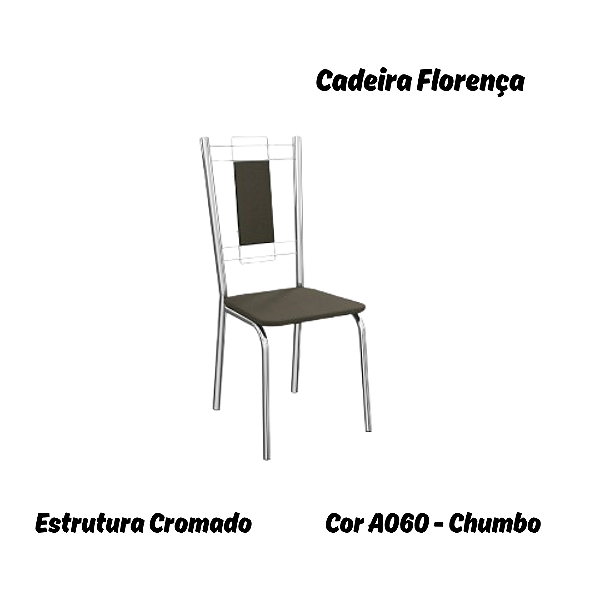 Par de Cadeiras Florença - Ref. 2C005-CR - Estampa: A060 (Chumbo) Cromado - Kappesberg