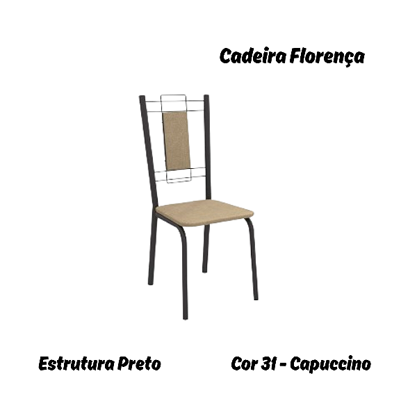 Par de Cadeiras Florença - Ref. 2C005-PR - Estampa: 31 (Capuccino) Preto - Kappesberg