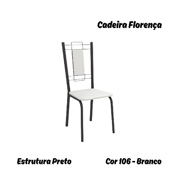 Par de Cadeiras Florença - Ref. 2C005-PR - Estampa: 106 (Branco) Preto - Kappesberg