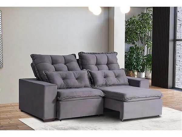 Sofá Retrátil e Reclinável Yaris 230cm C/ Almofadas - Estofados Rincão