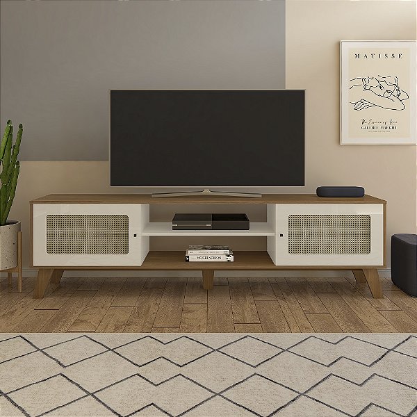 Rack Charlotte - Cinamomo / Off White - Artely Móveis