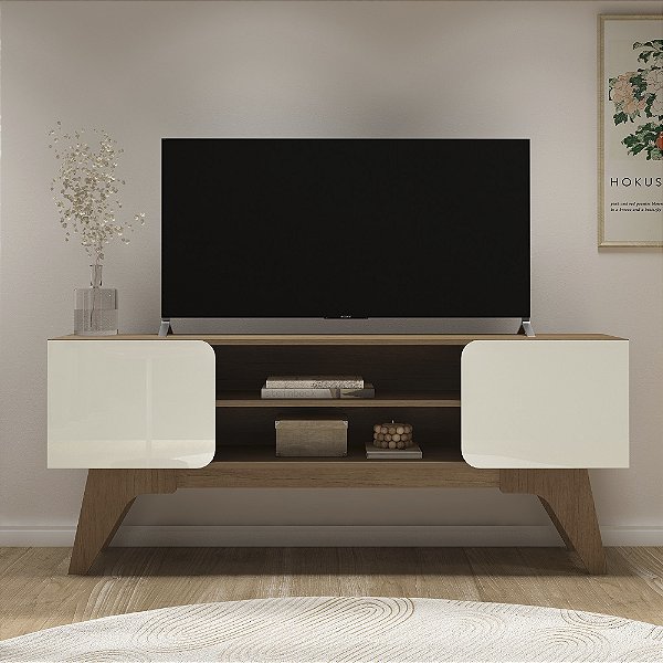 Rack Duetto - Cinamomo/Off White - Artely Móveis