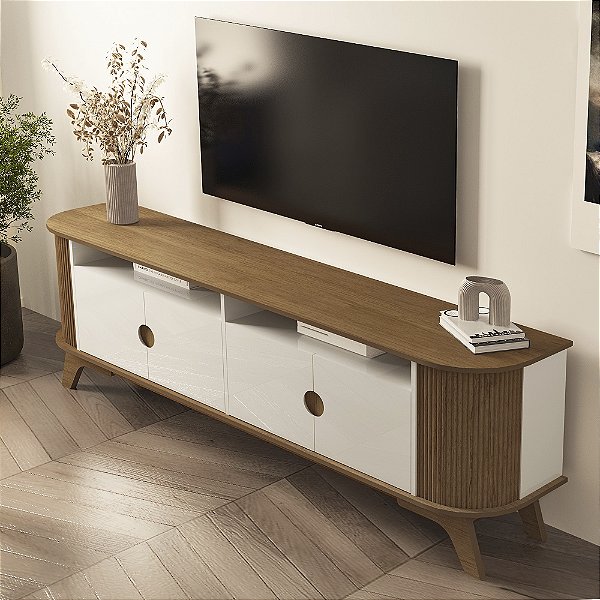 Rack Vivaldi - Cinamomo/Off White - Artely Móveis