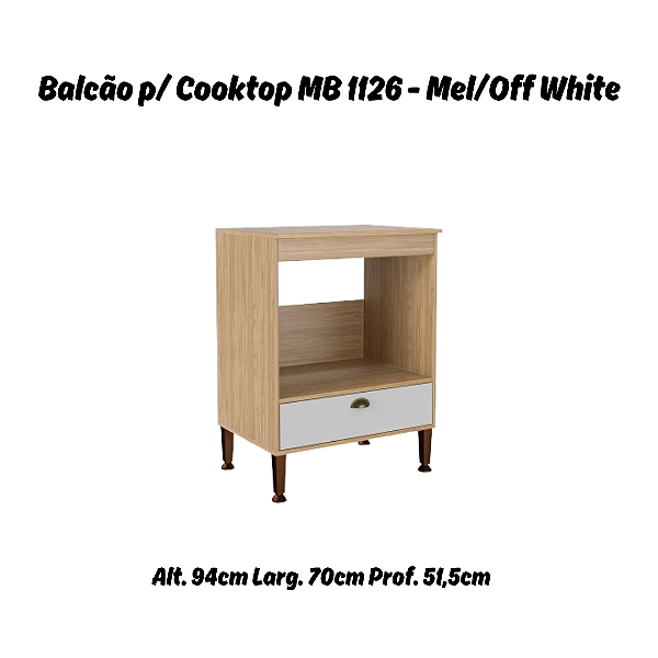 Balcão para Cooktop - MB 1126 - Mel/Off White - Movelbento
