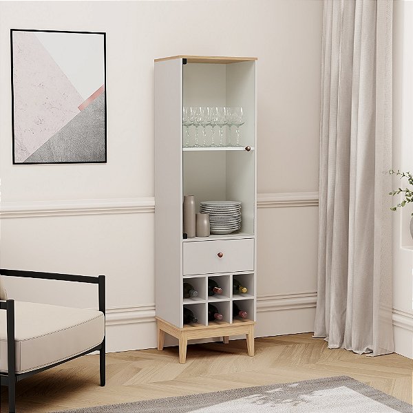 Cristaleira 01 Porta 01 Gaveta - MB 1145 - Off White - Movelbento