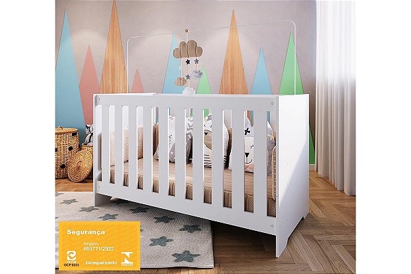 Berço 3 em 1 Linha Aconchego - Branco - Completa Móveis