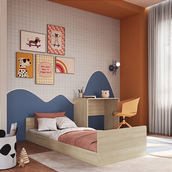 Cama Juvenil c/ Escrivaninha - Carvalho - Completa Móveis