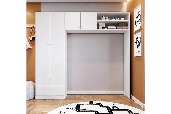 Roupeiro 04 Portas 02 Gavetas - Branco - Completa Móveis