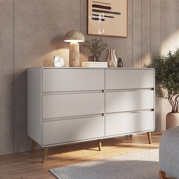 Comoda 06 Gavetas - Bege Dunas - Completa Móveis