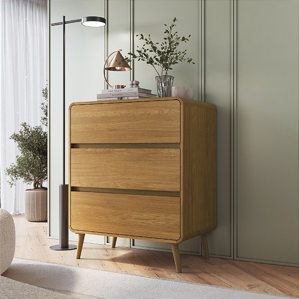 Comoda 03 Gavetas - Carvalho - Completa Móveis