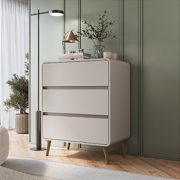 Comoda 03 Gavetas - Bege Dunas - Completa Móveis