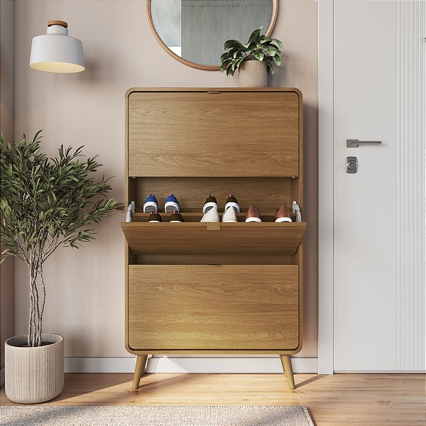 Sapateira 03 Portas Basculantes - Carvalho - Completa Móveis