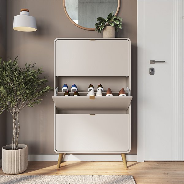 Sapateira 03 Portas Basculantes - Bege Duna - Completa Móveis