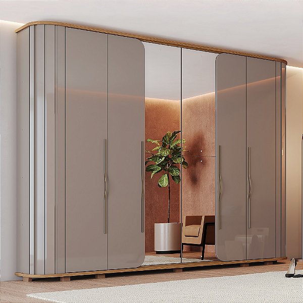 Roupeiro 06 Portas Premium - Ref. D338-224 - Avela/Nature - Moveis Henn