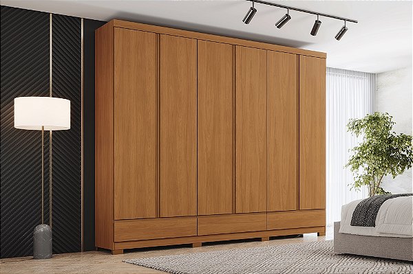 Roupeiro 06 Portas Imperial 100% MDF - D344-214 - Cinamomo - Moveis Henn