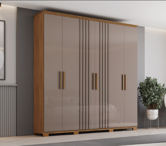 Roupeiro 06 Portas Avila - Ref. D333-222 - Nature/Avela - Móveis Henn