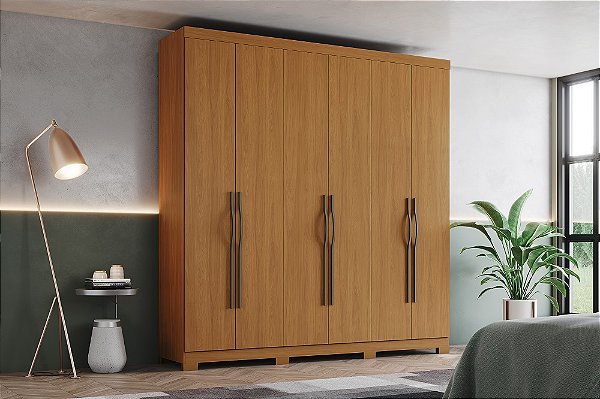 Roupeiro 06 Portas Dominic - D346-214 - Cinamomo - Moveis Henn
