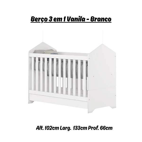 Berço 3 em 1 Vanila - Ref. I31-10 - Branco - Móveis Henn
