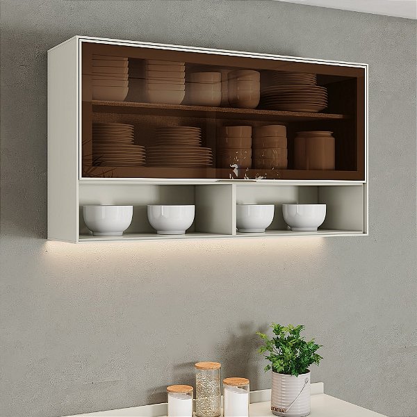 Aéreo 01 Porta Basculante 120cm - Ref. C653-133 - Areia - Linha Fineze - Moveis Henn