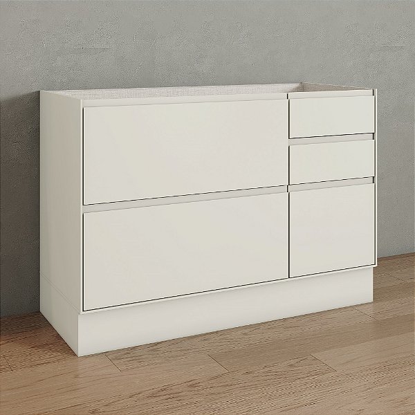 Balcão 01 Porta 04 Gavetas 120cm - Ref. C655-133 - Areia - Linha Fineze - Móveis Henn