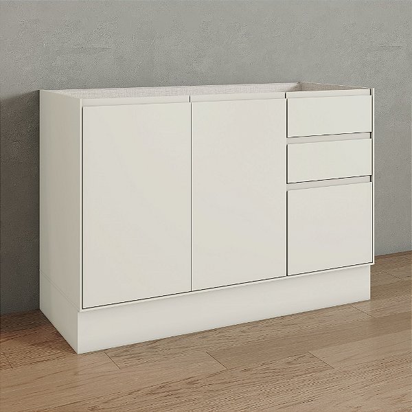 Balcão 03 Portas 02 Gavetas 120cm - Ref. C656-133 - Areia - Linha Fineze - Móveis Henn