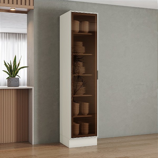 Cristaleira 01 Porta 50cm - Ref. C666-133 - Areia - Linha Fineze - Móveis Henn